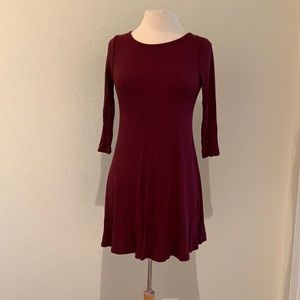 Forever 21 Burgundy Maroon 3/4 sleeve Mini Dress tunic size M medium